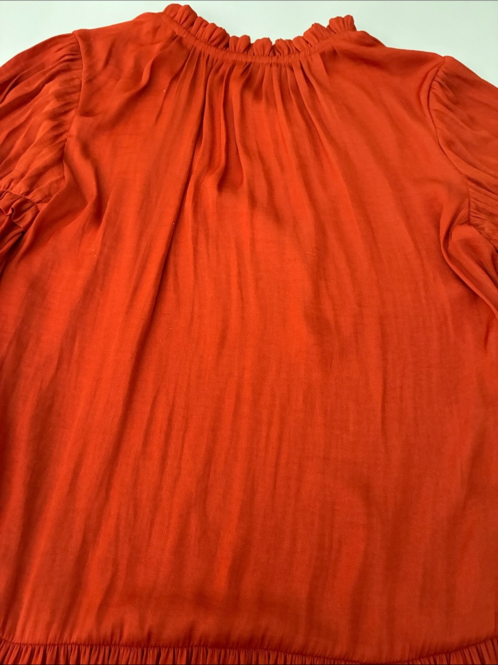 Rebecca Taylor Rust Red Midi Dress with Ruffled Sleeves, 2 pockets, Size S - Picture 6 of 6